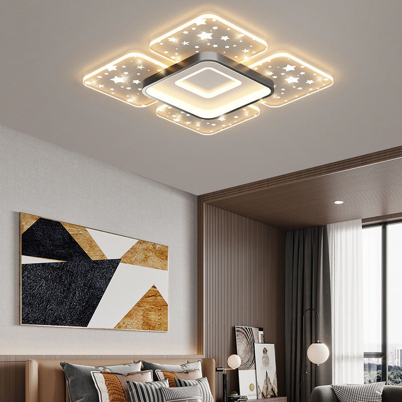 Contemporary Nordic Square Rectangular Acrylic LED Flush Mount Ceiling Light For Living Room