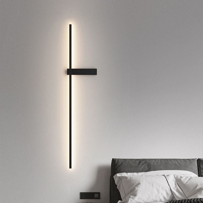 Modern Minimalist Iron Aluminum Silica Strip Line LED Wall Sconce Lamp For Bedroom