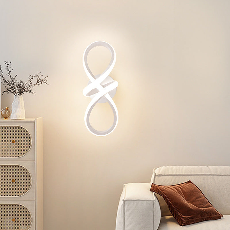 Applique murale LED en spirale créative contemporaine en fer et silicone pour chambre à coucher 