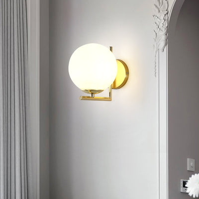 Contemporary Nordic Metal Glass Ball 1-Light Wall Sconce Lamp For Bedside