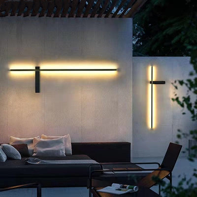 Modern Minimalist Waterproof One Word Long Iron Acrylic LED Outdoor Wall Sconce Lamp For Garden