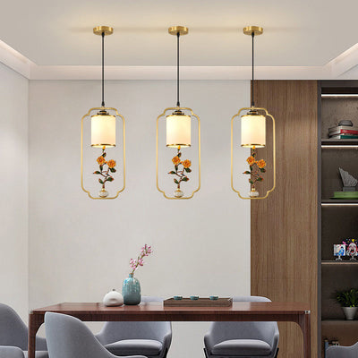 Contemporary Luxury Zinc Alloy Enamel Cylindrical Shade 1-Light Pendant Light For Living Room