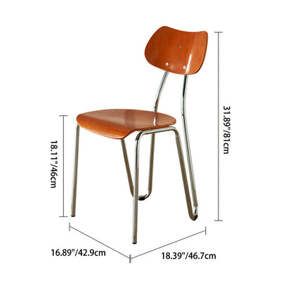 Modern Minimalist Square Metal Wood Chair Four Legs Backrest For Living Room