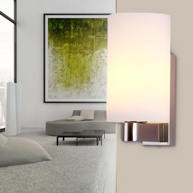 Modern Minimalist Iron Glass Cylinder 1-Light Wall Sconce Lamp For Hallway