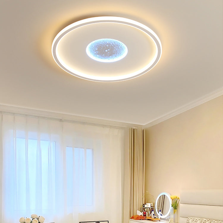 Modern Minimalist Lunar Surface Round Cloud Triangle Square Acrylic Iron LED Flush Mount Ceiling Light For Bedroom