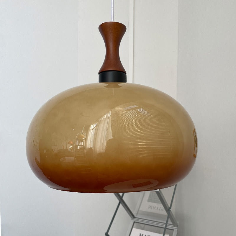 Contemporary Simplicity Oval Glass Shade 1-Light Pendant Light For Living Room