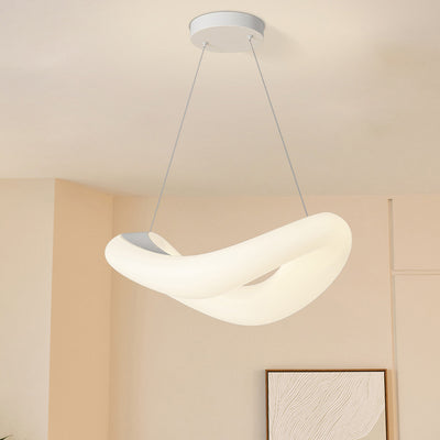 Modern Minimalist PE Wave Ring Hardware LED Pendant Light For Bedroom