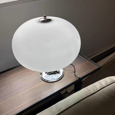 Modern Minimalist Oval Mushroom Iron Glass 3-Light Table Lamp