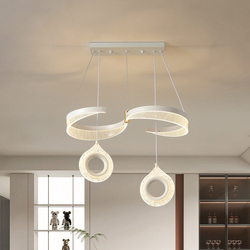 Contemporary Scandinavian Iron Aluminum Acrylic Round Semicircle LED Chandelier For Living Room