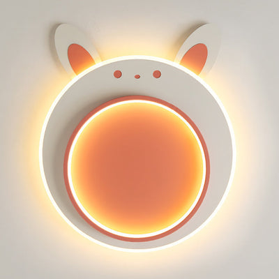 Modern Simplicity Kids Iron Acrylic Rabbit Round LED Flush Mount Ceiling Light For Bedroom