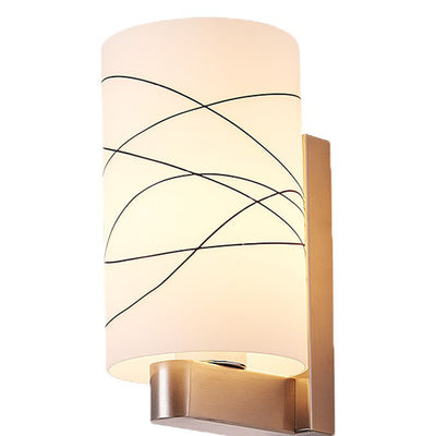 Modern Minimalist Iron Glass Cylinder 1-Light Wall Sconce Lamp For Hallway