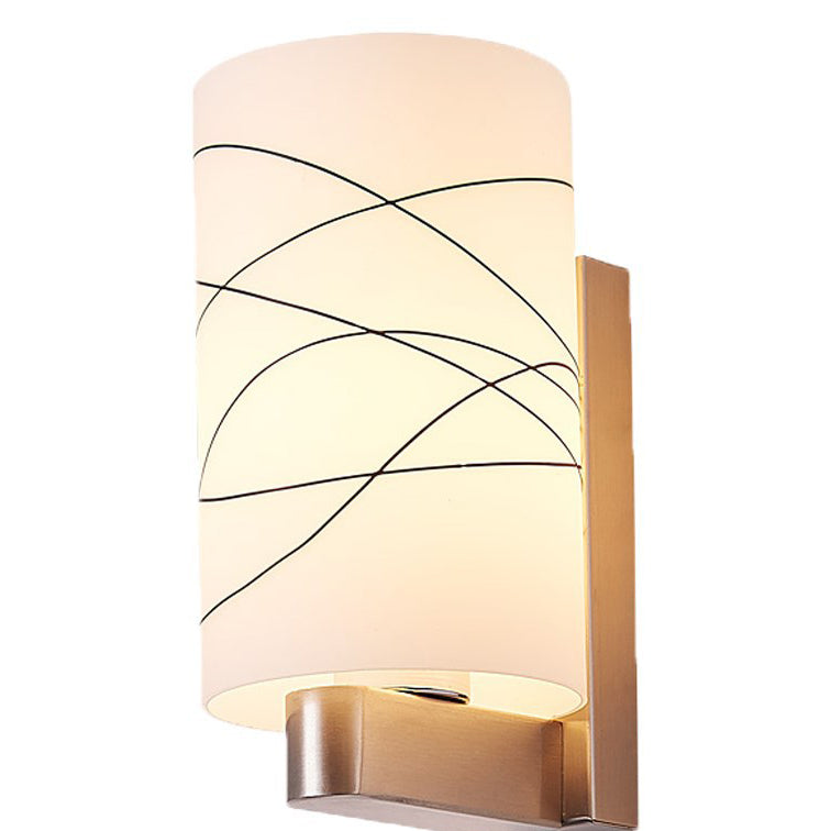 Modern Minimalist Iron Glass Cylinder 1-Light Wall Sconce Lamp For Hallway