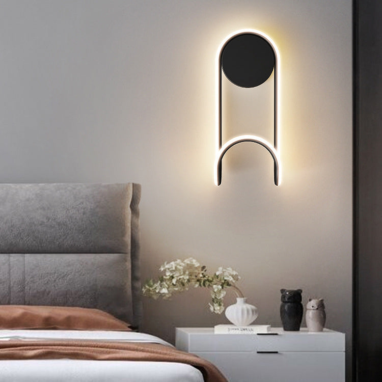 Contemporary Scandinavian Iron Aluminum Acrylic Round Hook Led Wall Sconce Lamp For Bedroom