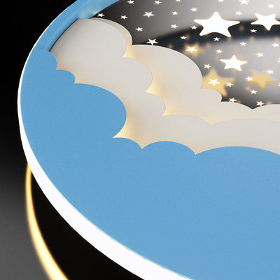 Contemporary Creative Cartoon Stars Moon Acrylic LED Kids Flush Mount Ceiling Light For Living Room