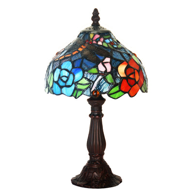 Traditional Tiffany Dome Iron Glass 1-Light Table Lamp For Living Room