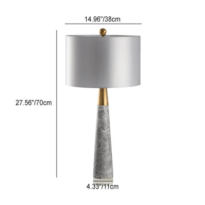 Modern Simple Fabric Lampshade Gray Marble Base 1-Light Table Lamp