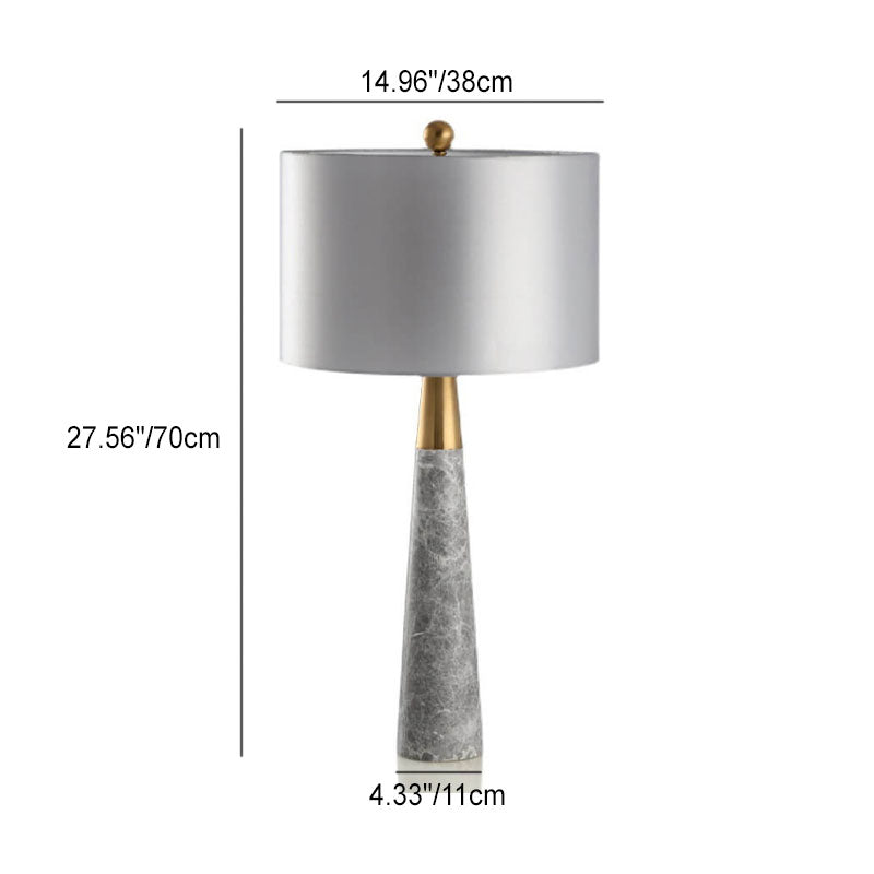 Modern Simple Fabric Lampshade Gray Marble Base 1-Light Table Lamp