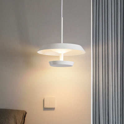 Danish Minimalist Round Flying Saucer Aluminum Acrylic LED Pendant Light