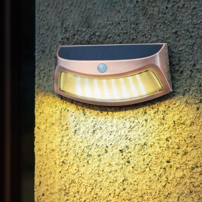 Modern Simplicity Copper Plastic Solar Square LED Outdoor Wall Sconce Lamp For Garden