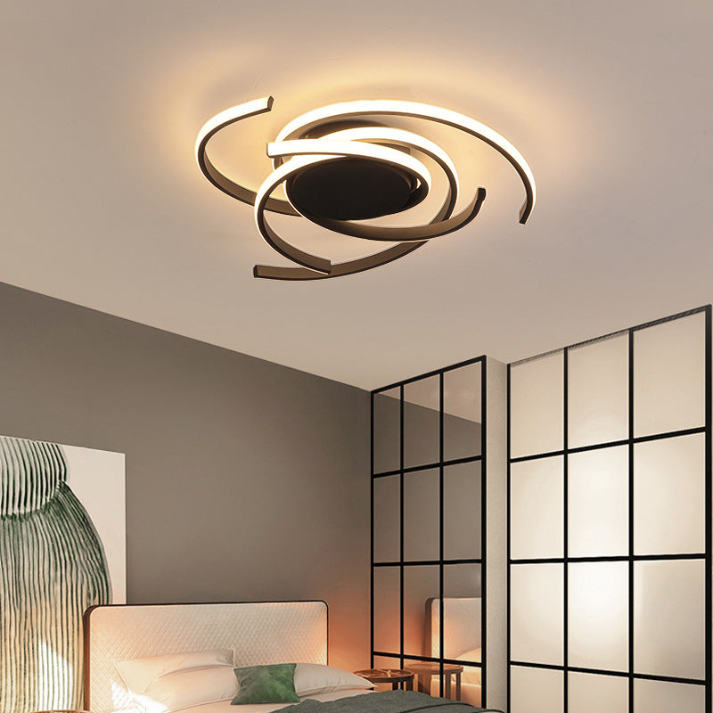 Modern Minimalist Aluminum Spiral Strip LED Flush Mount Ceiling Light For Bedroom