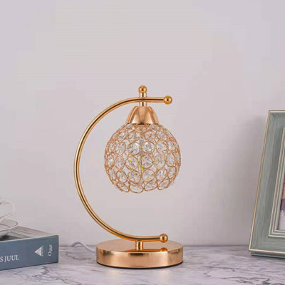 Modern Luxury Crystal Iron 1-Light Table Lamp For Bedroom