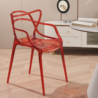 Contemporary Creative Curved Frame Plastic Acrylic Dining Chair Backrest Armrest For Dining Room