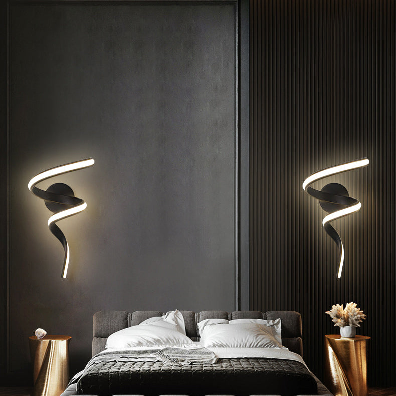 Contemporary Creative Spiral Iron Aluminium Silicone LED Wall Sconce Lamp For Living Room