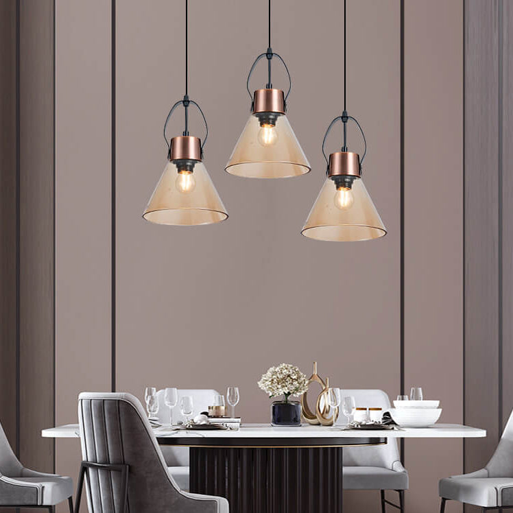 Industrial Minimalist Wrought Iron Glass 1-Light Pendant Light