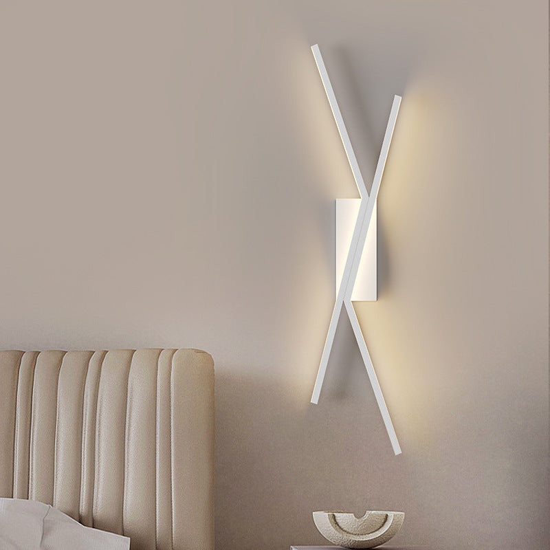 Modern Minimalist Iron Aluminum Silica Cubic Line LED Wall Sconce Lamp For Bedroom