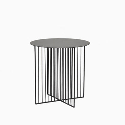 Modern Minimalist Round Lined Base Iron Side Table For Living Room