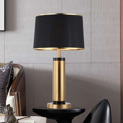 Modern Transitional Cylinder Iron Fabric 1-Light Table Lamp For Living Room