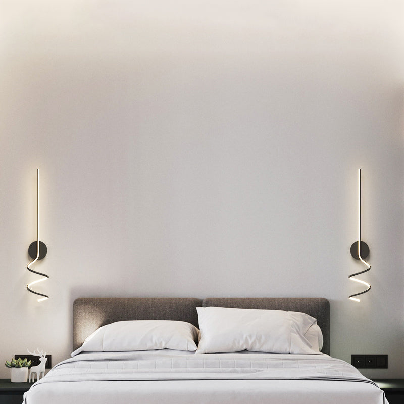 Modern Minimalist Spiral Aluminum Iron LED Wall Sconce Lamp For Bedroom