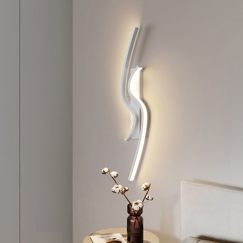 Contemporary Nordic Iron Aluminum Silica Strip Line LED Wall Sconce Lamp For Hallway