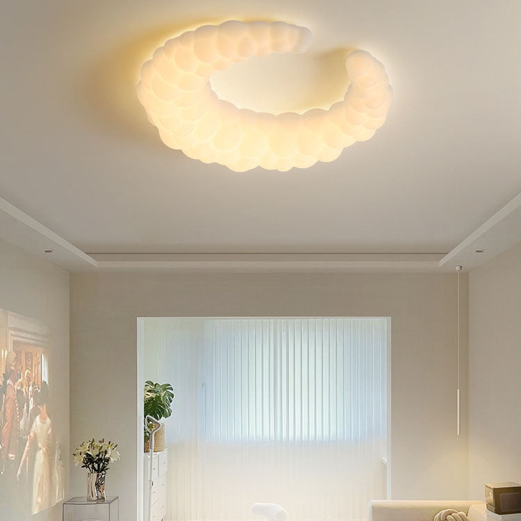 Modern Minimalist Moon Iron PE LED Flush Mount Ceiling Light For Bedroom