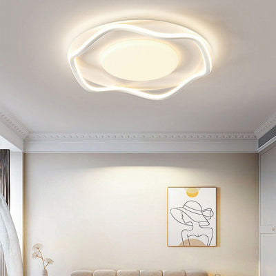 Contemporary Creative Square Round Iron PVC LED Flush Mount Ceiling Light For Living Room