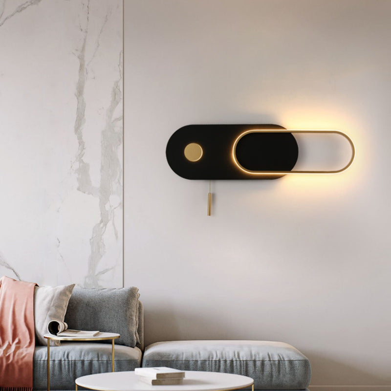 Modern Minimalist Oval Iron Acrylic LED Wall Sconce Lamp For Bedroom