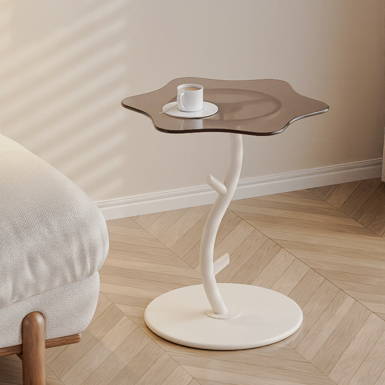 Contemporary Creative Clouds Rock Slab Tempered Glass End Table 1-Tier For Bedroom