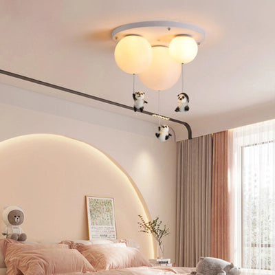 Modern Minimalist Bear Balloon PE Resin 1/3 Light Flush Mount Ceiling Light For Bedroom