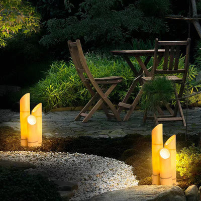 Contemporary Creative Waterproof Solar Resin Bamboo LED Landscape Lighting Outdoor Light For Garden