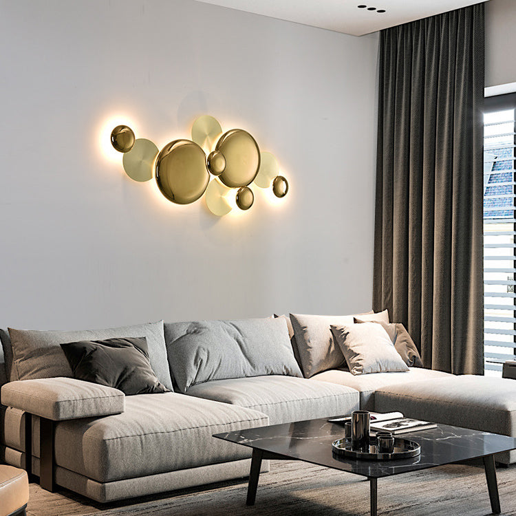 Applique murale LED ronde en métal de luxe moderne pour salon 