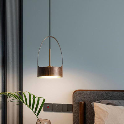 Contemporary Scandinavian Round Iron Acrylic LED Pendant Light For Bedroom