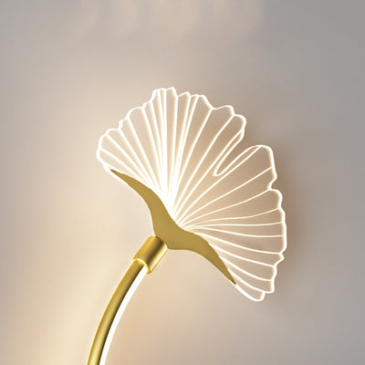 Modern Luxury Iron Aluminum Acrylic Line Ginkgo Leaf LED Wall Sconce Lamp For Bedside