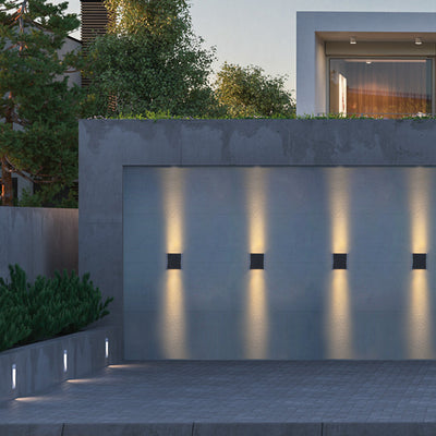 Modern Outdoor Square Column Waterproof LED Wall Sconce Lamp