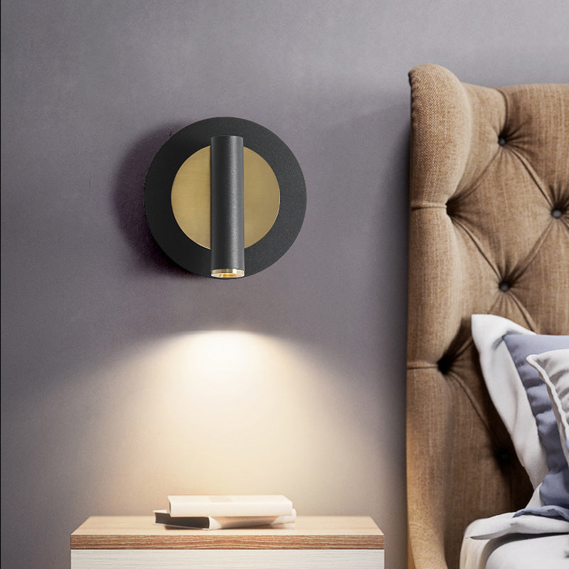 Modern Minimalist Rotatable Round Square Cylinder Metal LED Wall Sconce Lamp For Bedroom