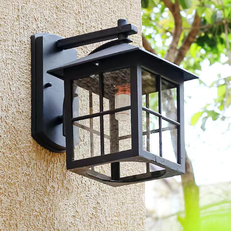 Modern Simplicity Waterproof Aluminum Square Glass Shade 1-Light Wall Sconce Lamp For Outdoor Patio