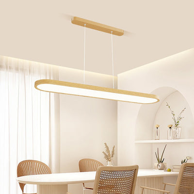 Modern Minimalist Long Oval Rectangle Iron Aluminum Acrylic LED Island Light Pendant Light For Dining Room