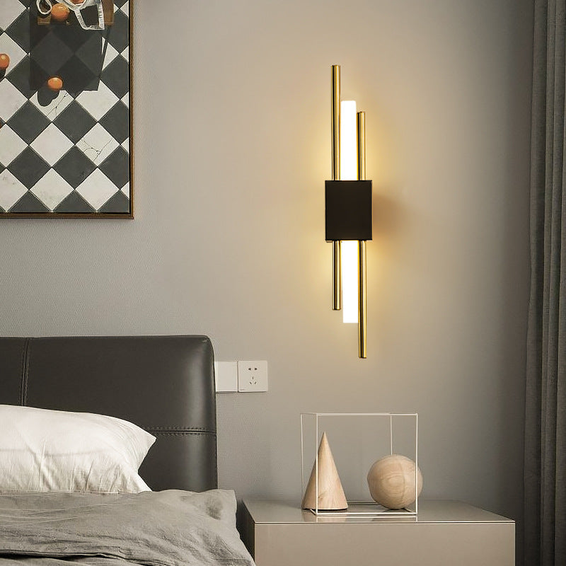 Modern Minimalist Cylinder Strip Iron Acrylic LED Wall Sconce Lamp For Bedroom