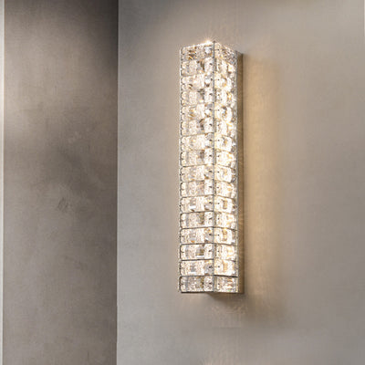 Modern Luxury Rectangle Stainless Steel Crystal LED Wall Sconce Lamp For Bedroom