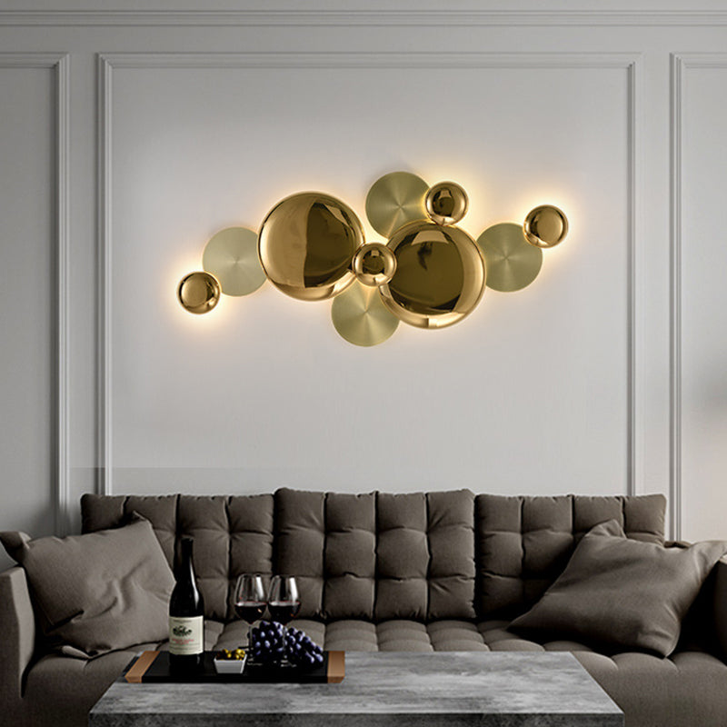 Applique murale LED ronde en métal de luxe moderne pour salon 