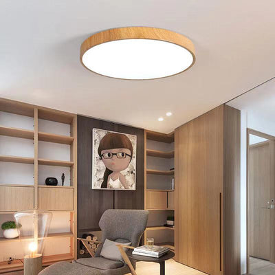 Contemporary Scandinavian Round PVC Iron LED Flush Mount Ceiling Light For Bedroom